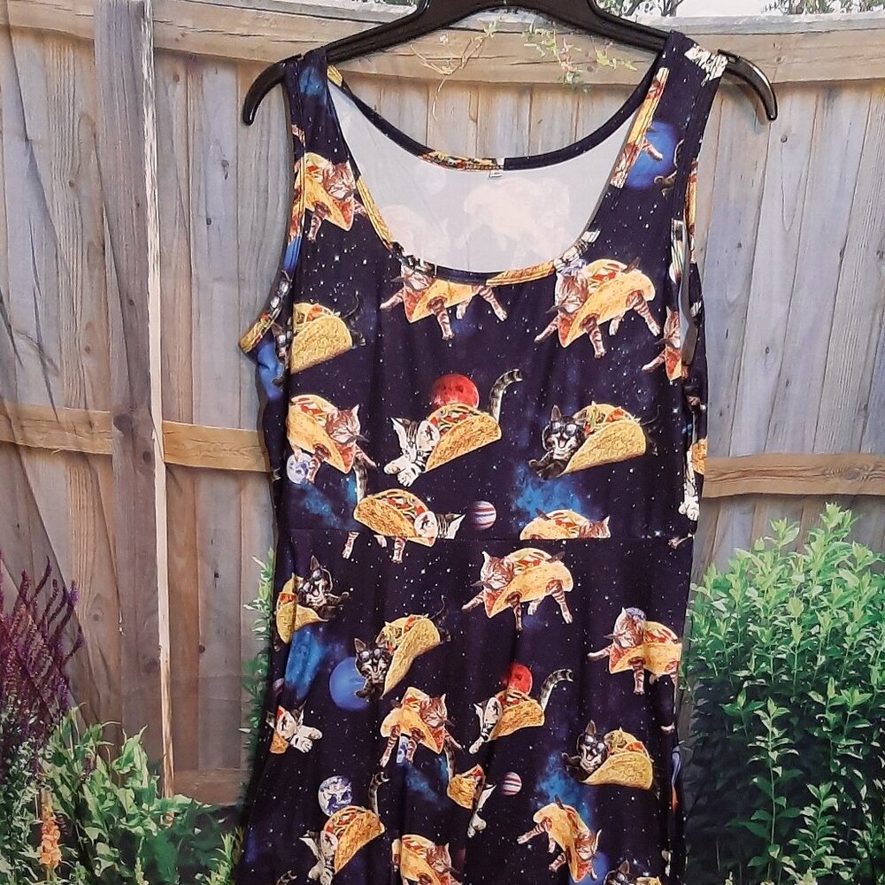 Women's Casual Dress- Space Taco Cat, XL